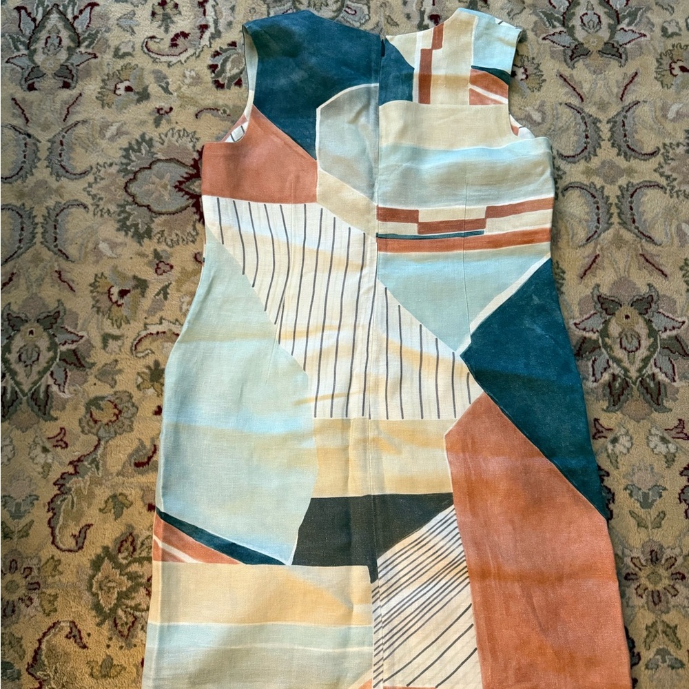 Lafayette 148 New York Blue and Orange Asymmetrical Sheath Dress